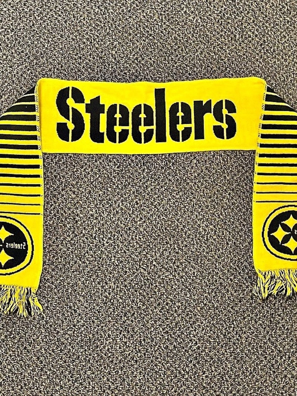 Forever Collectibles Pittsburgh Steelers Wordmark Logo Knit Scarf Yellow & Black